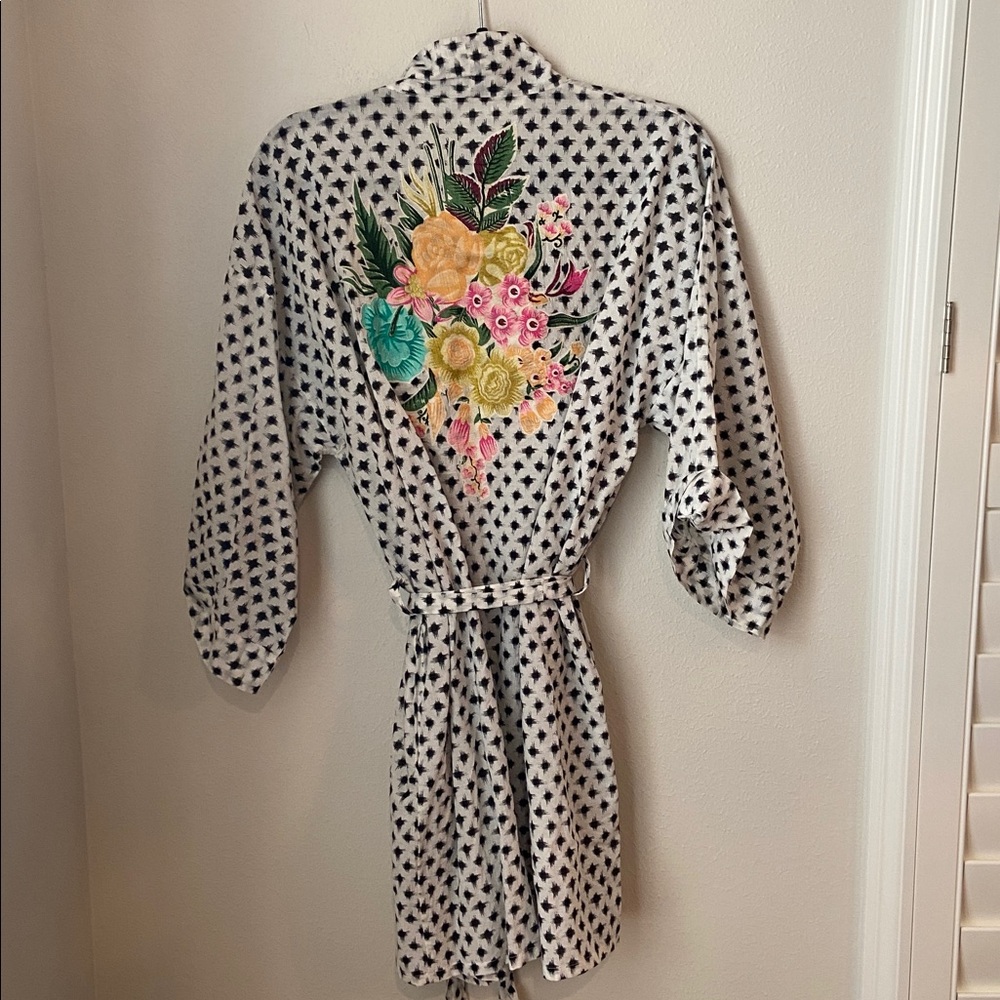 Alix of Bohemia Geisha Dalmatia Kimono Robe Black/White Medium - Picture 1 of 5